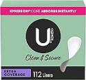 Deals List: U by Kotex Clean & Secure Panty Liners, Light Absorbency, Extra Coverage, 112 Count