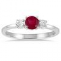 Deals List: 5MM Genuine Ruby and Diamond Ring in .925 Sterling Silver
