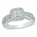 Deals List: Quad Diamond Accent Square Frame Promise Ring in Sterling Silver