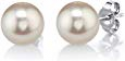 Deals List: THE PEARL SOURCE 14K Gold Round White Freshwater Cultured Pearl Stud Earrings for Women 
