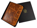 Deals List: RFID Protected Leather Portfolio | Zipper Binder Planner | Tablet Holder by Aaron Leather (Caramel Brown) 