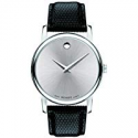 Deals List: Movado Museum Silver Dial Black Leather Mens Watch 2100001