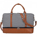 Deals List: S-ZONE Oversized Canvas Genuine Leather Trim Travel Tote Duffel Shoulder Weekend Bag Weekender Overnight Carryon Handbag 