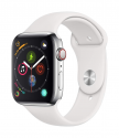 Deals List: Apple Watch Series 4 (GPS + Cellular, 44mm) - Stainless Steel Case with White Sport Band