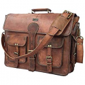 Deals List: DHK 18 Inch Vintage Handmade Leather Messenger Bag Laptop Briefcase Computer Satchel bag For Men (DARK BROWN) 