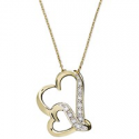 Deals List: Macy's Double Wavy Heart Diamond Pendant Necklace in 18k Gold 