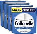 Deals List: Cottonelle Ultra CleanCare Soft Toilet Paper with Active Cleaning Ripples, 24 Family Mega Rolls, Bath Tissue (24 Family Mega Rolls = 128 Regular Rolls)