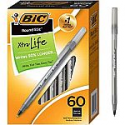 Deals List: BIC Round Stic Xtra Life Ballpoint Pen, Medium Point (1.0mm), Black, 60-Count