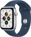 Deals List: Apple Watch SE [GPS 44mm] Smart Watch w/ Silver Aluminium Case with Abyss Blue Sport Band. Fitness & Activity Tracker, Heart Rate Monitor, Retina Display, Water Resistant