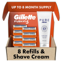 Deals List: Gillette Fusion5 Mens Razors 8 Razor Blade Refills Plus Gillette PURE Mens Soothing Shaving Cream with Aloe, 6 oz