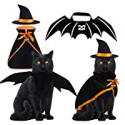 Deals List: Byhoo 3-Pcs Halloween Cat Costume Set w/Wings, Cloak & Wizard Hat