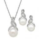 Deals List: Macys Cultured Freshwater Pearl and Diamond Pendant Necklace Set