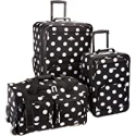Deals List: Rockland Vara Softside 3-Piece Upright Luggage Set, Black dot, (20/22/28)