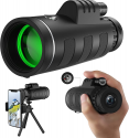 Deals List: JiaSifu 40x60 High Definition Monocular Telescope with Smartphone Adapter, BAK4 Prism FMC Monocular with Clear Low Light Vision for Wildlife Hunting Camping Travelling（LD006-00A-22）