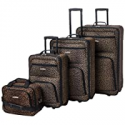 Deals List: Rockland Jungle Softside Upright Luggage, Leopard, 4-Piece Set (14/19/24/28)