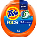 Deals List: Tide PODS Liquid Laundry Detergent Soap Pacs, HE Compatible, 42 Count, Powerful 3-in-1 Clean in one Step, Original Scent