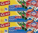 Deals List: GLAD Food Storage and Freezer Bags, 2 in 1 Gallon Plastic Bags, Freezer Bags for Lasting Freshness, Food Storage Bags, Microwave Safe, BPA Free, 36 Count (Pack of 3)