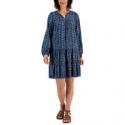 Deals List: STYLE & CO Womens Printed Long Sleeve Tiered Peasant Dress