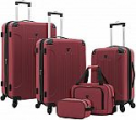 Deals List: Travelers Club Chicago Hardside Expandable Spinner Luggages, Red, 5 Piece Set