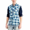 Deals List: Sun + Stone Mens Regular-Fit Pieced Colorblocked Plaid Shirt